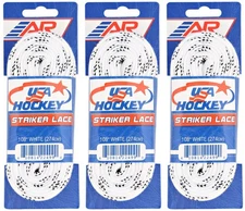 A&R Sports USA Hockey Striker Laces, Non-Waxed 108" - White (3-Pack)