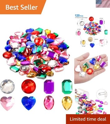 1'' Jewels for Crafting Assorted Colorful Flat Back Heart Shaped Jewel Gems Ac...