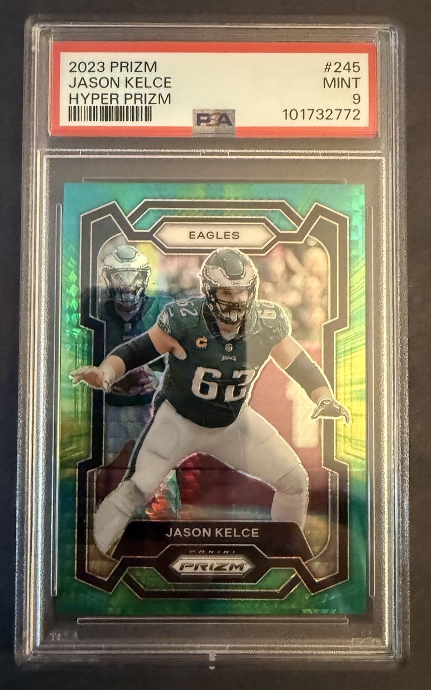 2023 Panini Prizm Jason Kelce Hyper #’d 226/175 #245 Eagles PSA 9 🔥
