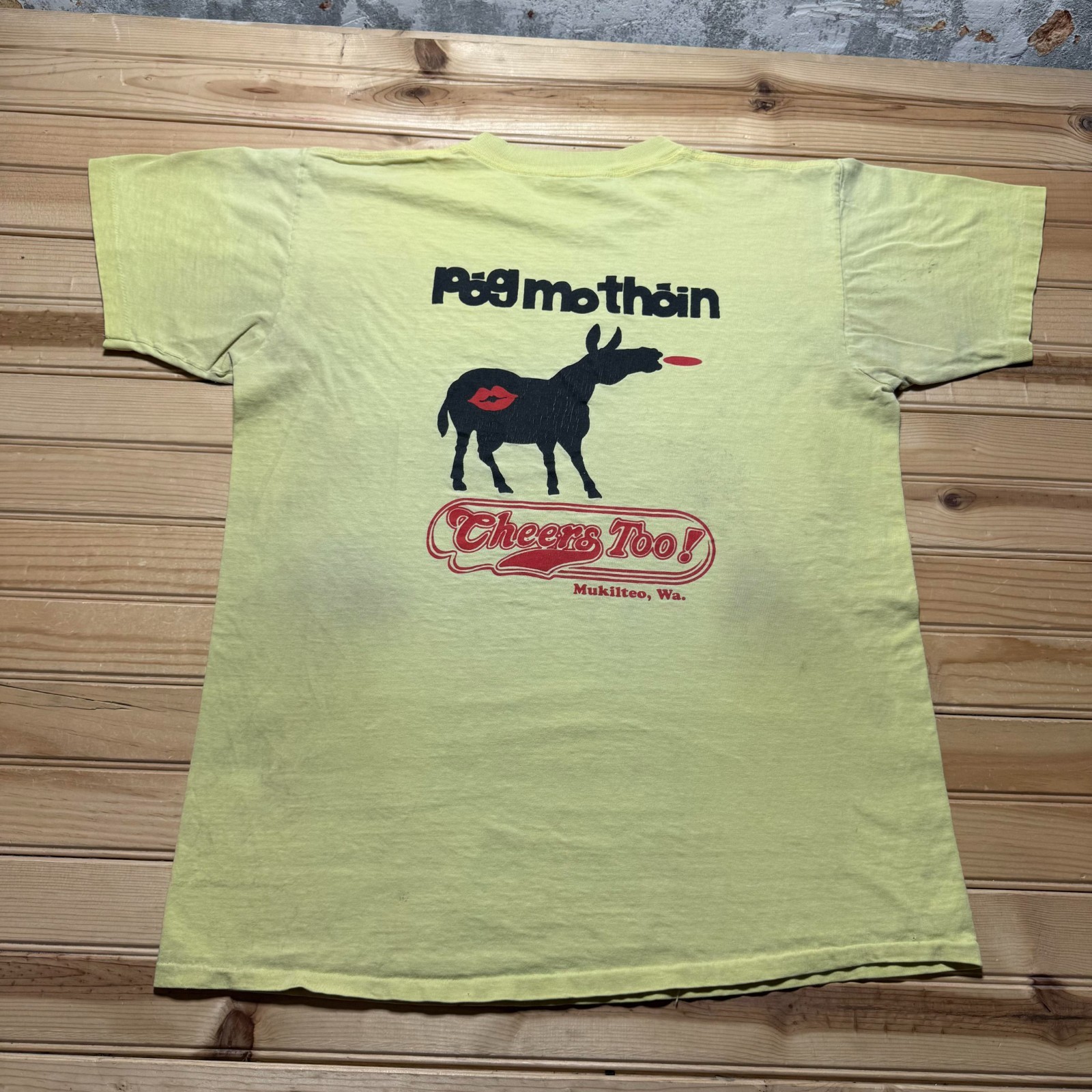 Vintage 90s Rain City Pog Mo Thoin Rude Donkey Mukilteo WA Art Shirt USA XL