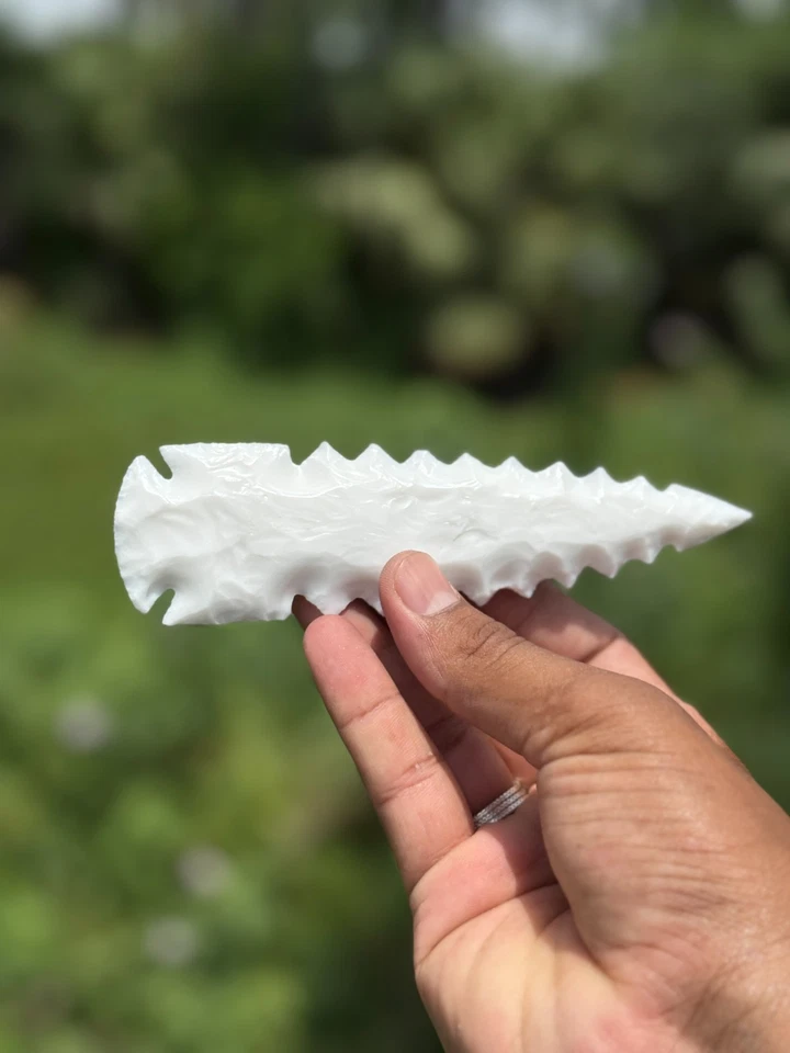 Têtes de flèches en verre tranchant en jade blanc têtes de flèches faites à l... - Photo 2/4