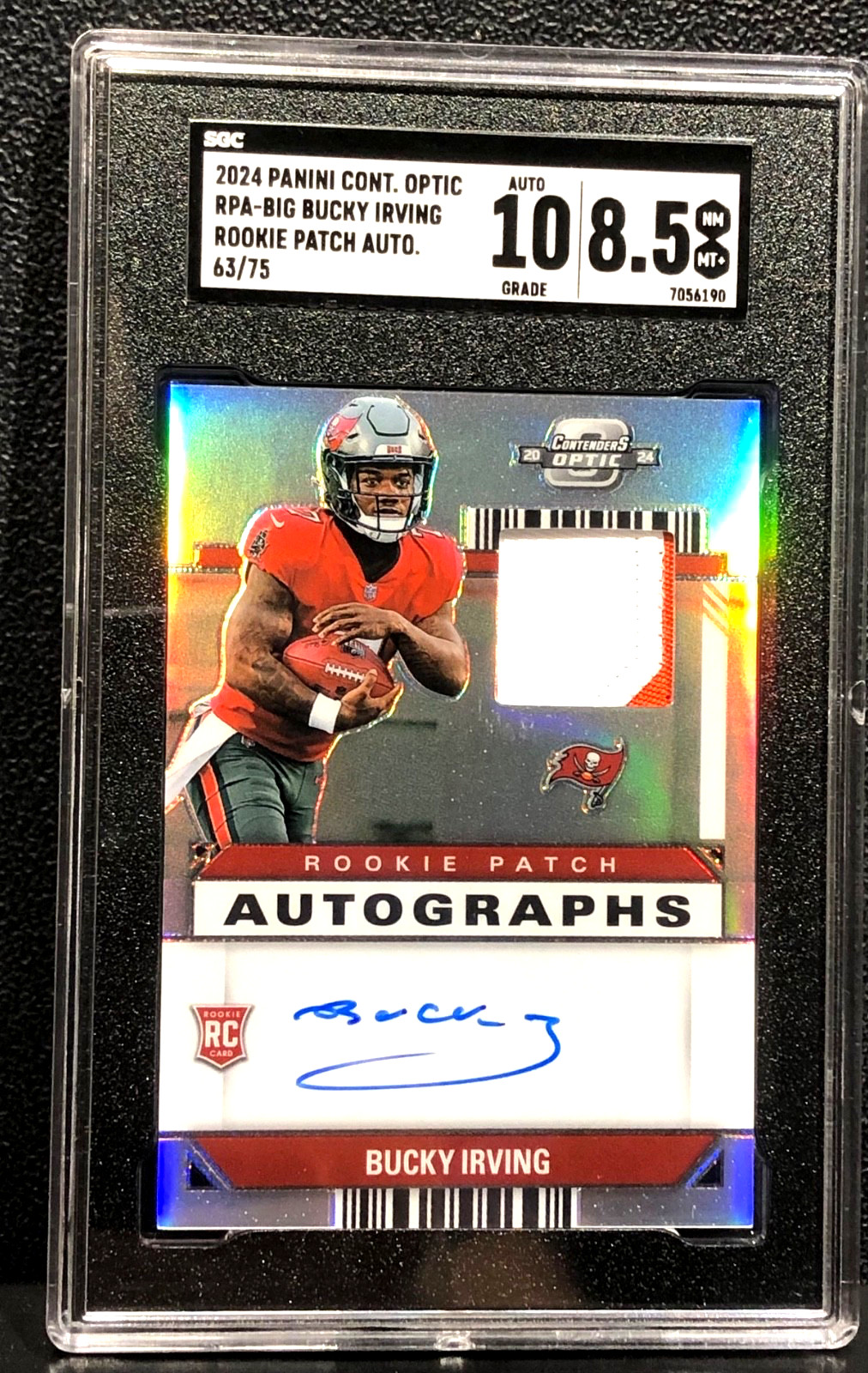 2024 OPTIC CONTENDERS BUCKY IRVING #RPA-BIG, ROOKIE, PATCH, AUTO, SERIAL #63/75