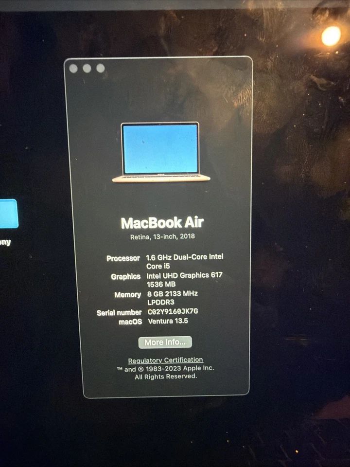 Apple MacBook Air 2018 13,3 дюйма i5 1,6 ГГц, 8 ГБ RAM, 256 ГБ SSD, розовое золото - Изображение 2 из 4