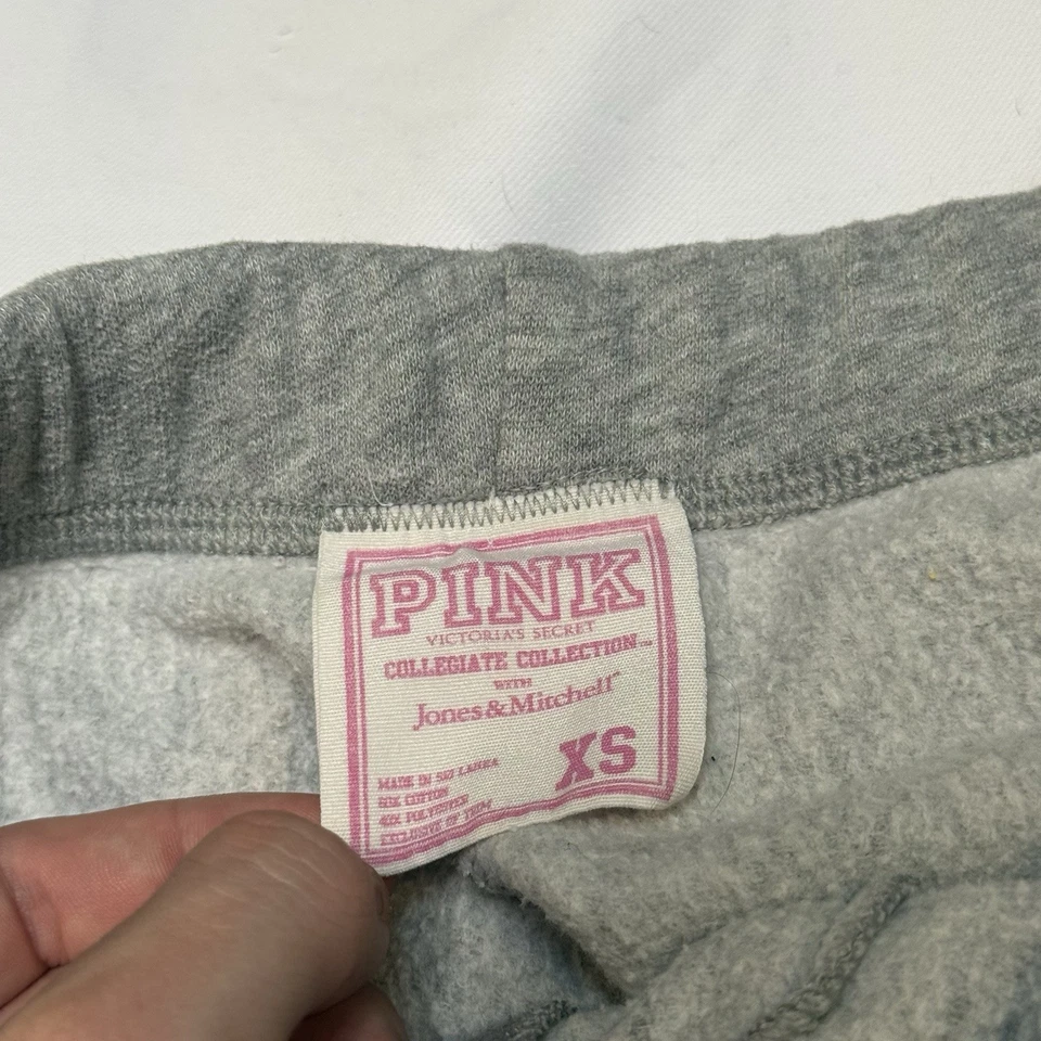 Vintage Y2K Pink Victoria Secret Gray Sweat Pants Collegiate Collection XS RARE - Image 2 of 4