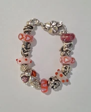 Trollbeads laa bracelet 6 3/4 inch 15 charms