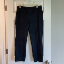 Chico's So Slimming Size 1/S Women's Denim Blue Stretch Pull On Crop Pants