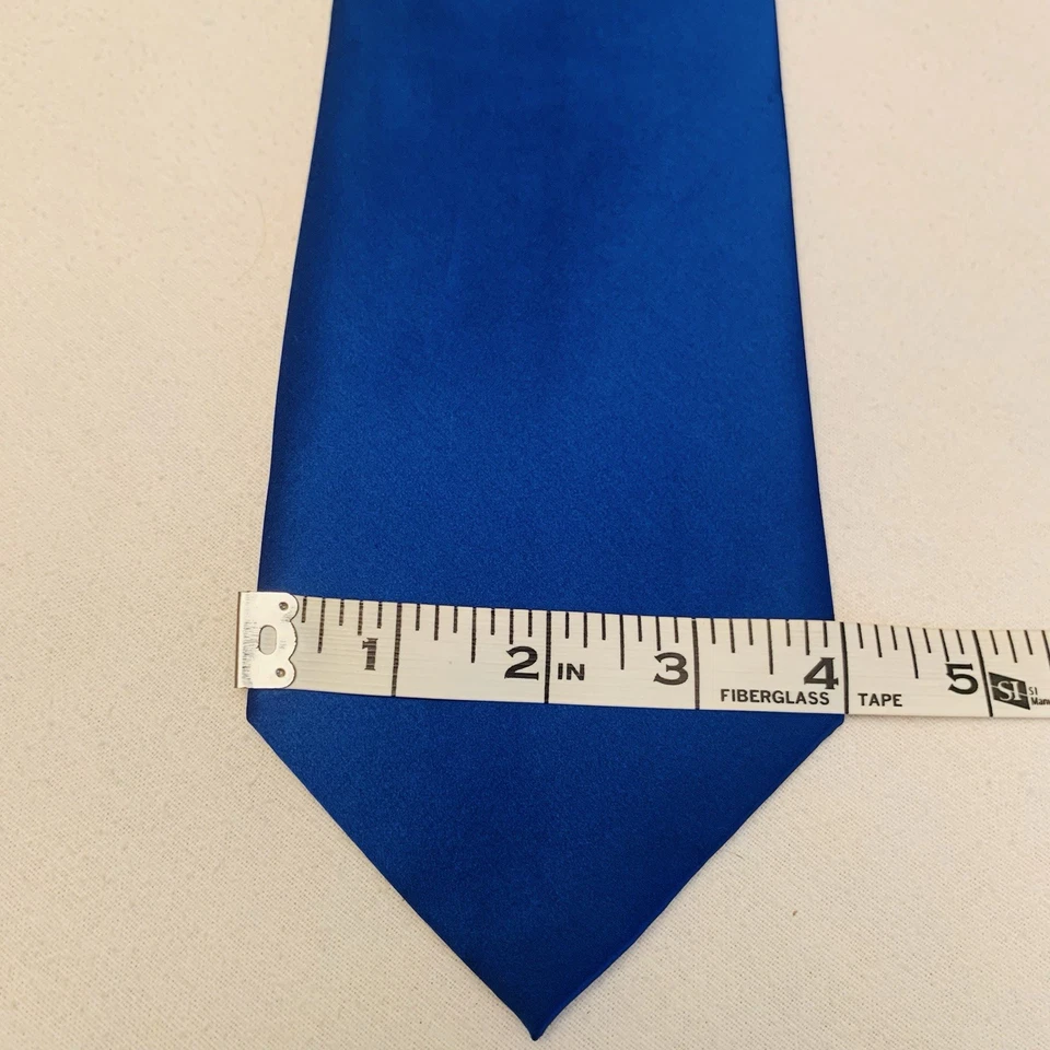 Corbata Biagio 100 % seda para hombre 58 pulgadas azul real liso formal boda oficina nueva Foto 3 de 4