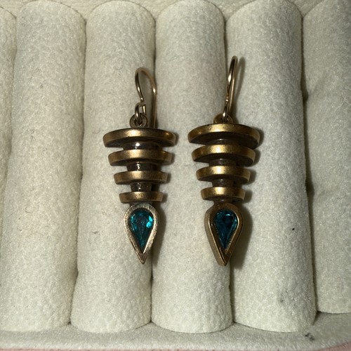 Patricia Locke Signed Gold Tone Dangle Earrings