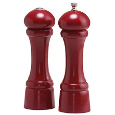 Chef Specialties 08600 8 in. Candy Apple Red Pepper Mill and Salt Shaker Set