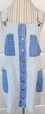 Vintage 90s Tickets Blue Denim Striped Overall Mini Dress Size 8