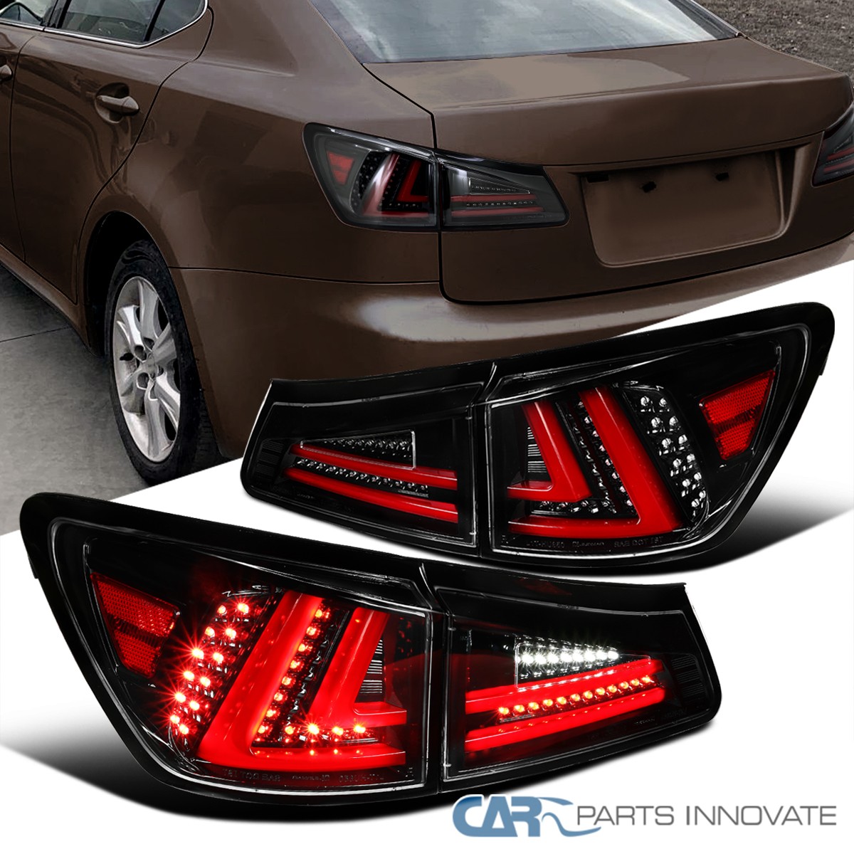 Lexus is LEDテールライト ブラック Fits 2006-2008 Lexus IS250 IS350 LED Tail Lights Rear Brake Lamps