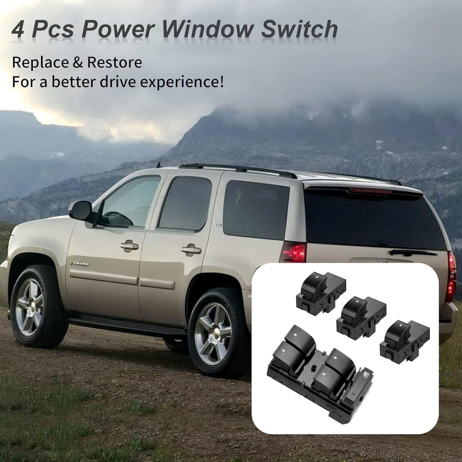 Driver Side & 3 Pcs Passenger Power Window Switch for 07-13 Chevy Silverado US