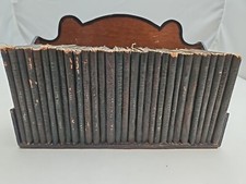 Little Leather Library Lot Of 30 Books w/ Wooden Book Holder Antique