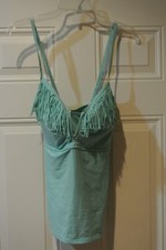 WOMENS XL TEAL WITH FRINGE TANKINI