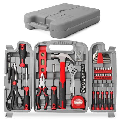 Hi-Spec 54pc Red Home DIY Tool Kit for The Household, Office & Garage. Complete