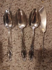Twisted Master Butter Knife & 3 Spoons - Wm Rogers Silver Plate Melrose