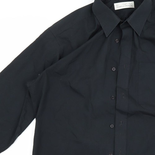 Marks and Spencer Mens Black Polyester blend Size M Collared - Picture 7 of 12