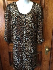 EXPRESS Semi-Sheer Leopard Animal Print, Button Down 2 pc DRESS, Sz M