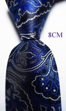 New Classic Paisley Blue White Black JACQUARD WOVEN Silk Men's Tie Necktie