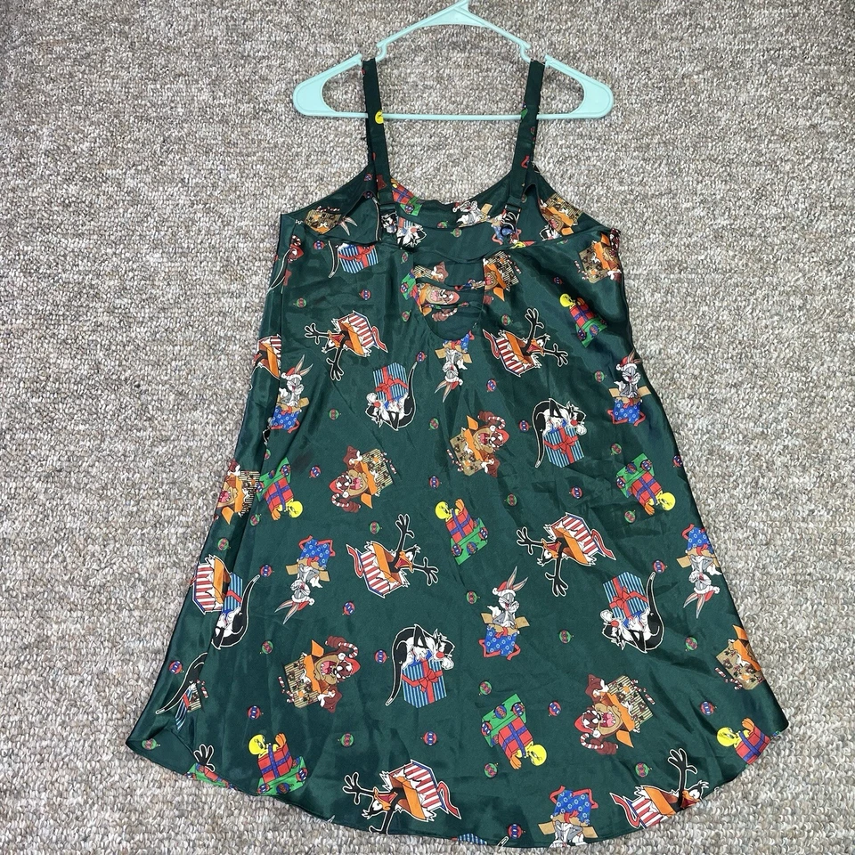 Vestido de noche vintage de Navidad Looney Tunes para mujer pijama satinado talla grande años 90’s Foto 4 de 4