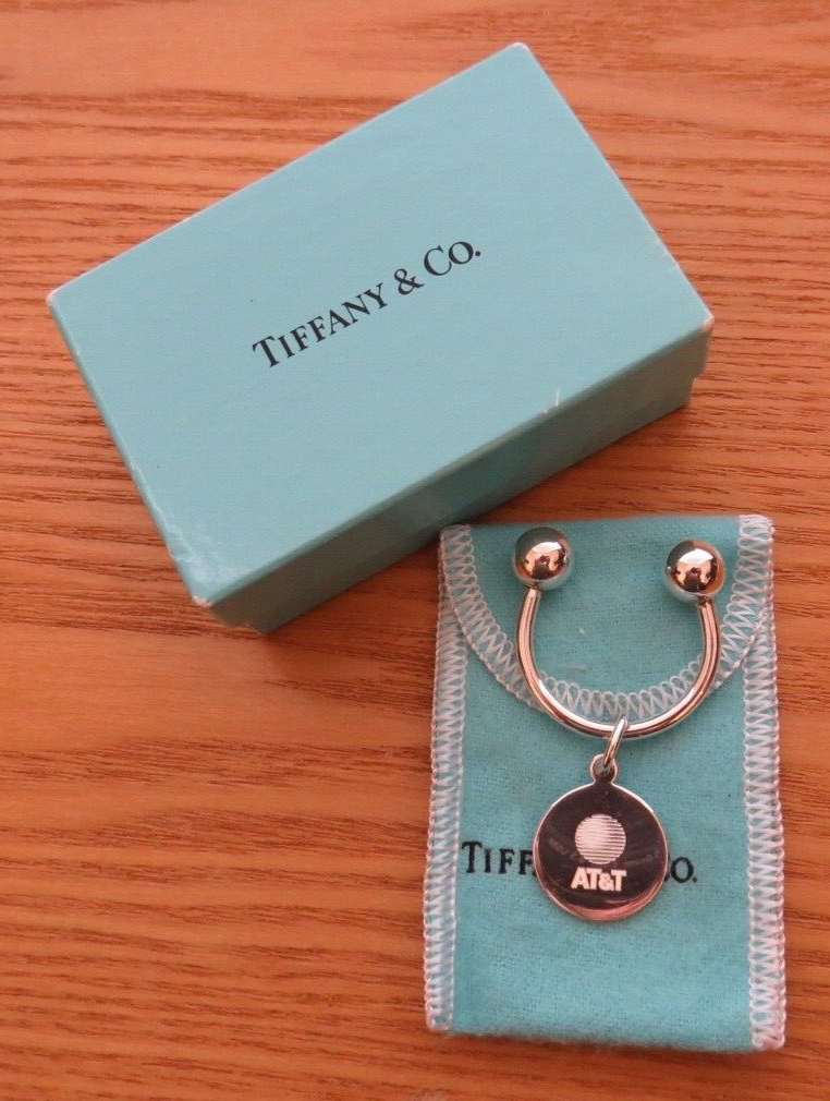 VINTAGE TIFFANY & CO STERLING SILVER AT&T KEYRING WITH ORIG BOX 