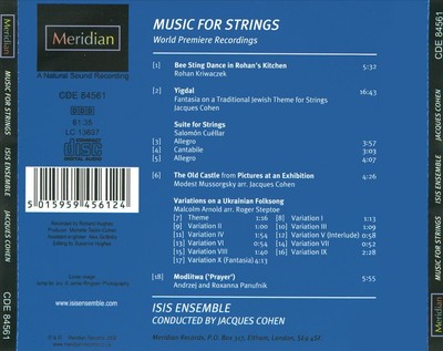 JACQUES COHEN MUSIC FOR STRINGS NEW CD