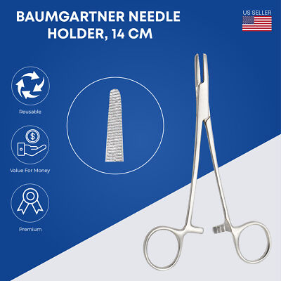 Baumgartner Locking Needle Holder 14cm - Serrated Jaws - Surgical Instruments