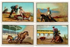 C23 Cowboy Horse Branding Roping Bulldogging Single Swap Playing Card Lot (4)