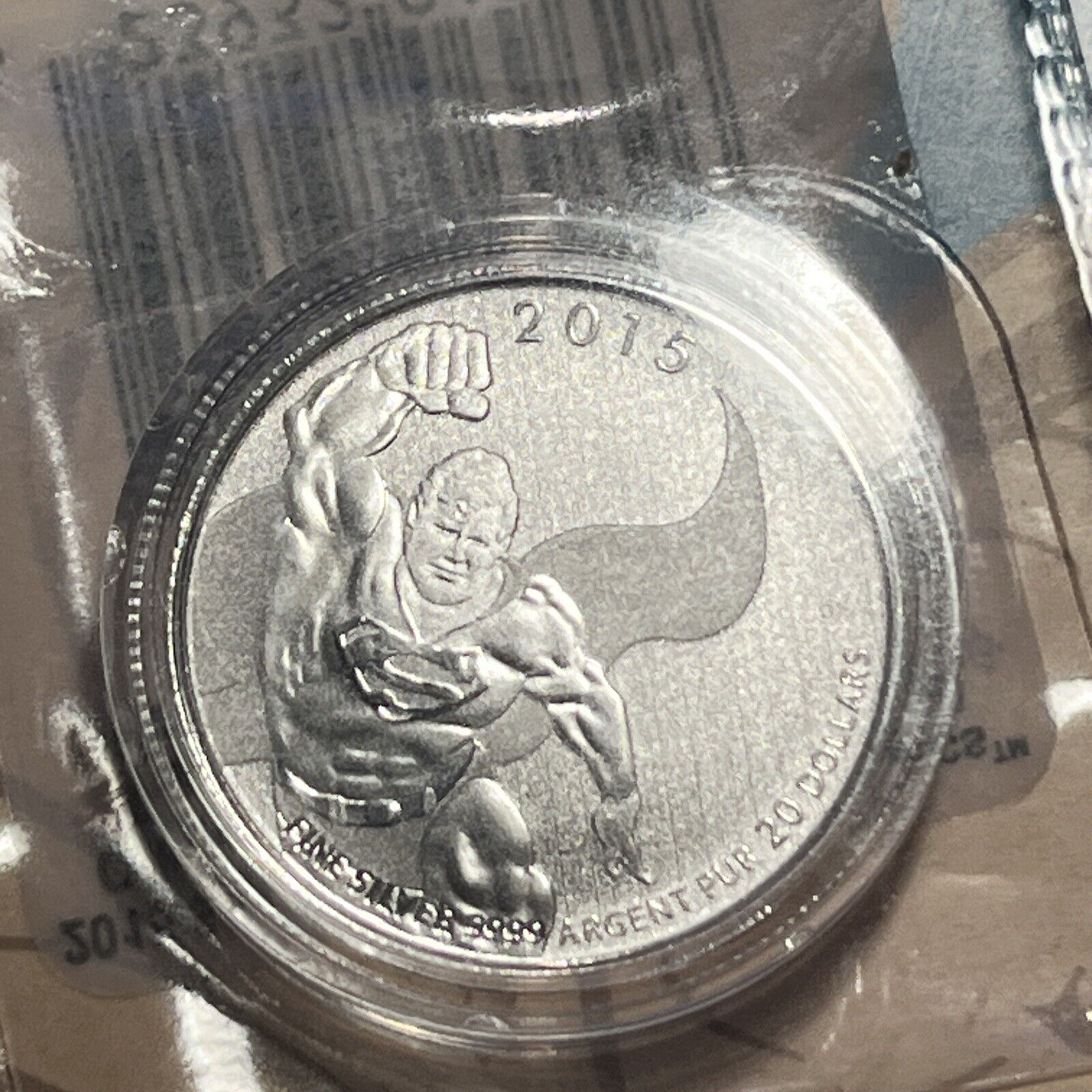 2015 CANADA $20 for $20 Superman DC Comics silver coin + Folder 99.99% Silver