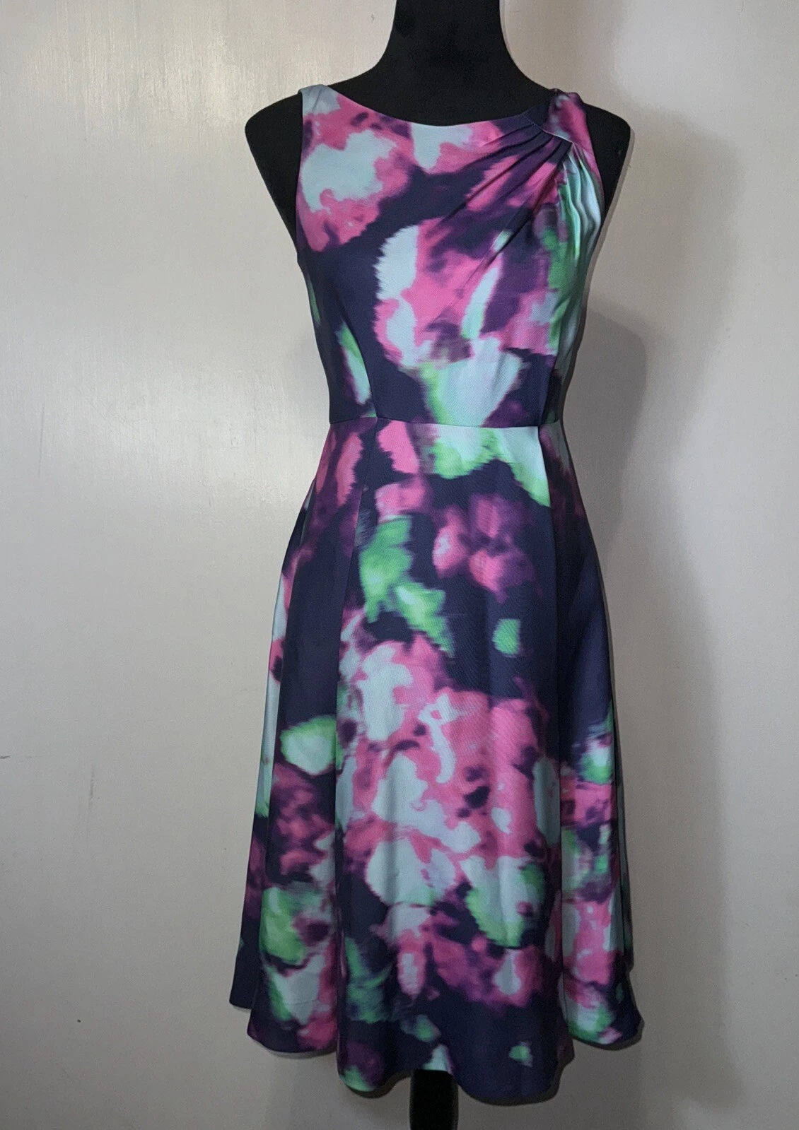 Abito donna Kate Spade Olivia Jumbo floreale acquerello TG 0 aderente e svasato PASQUA