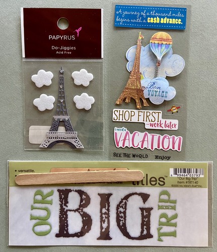 Scrapbook Bundle PARIS Theme Paper, Stickers, Die-Cuts Recollections, Do-Jiggies - Picture 10 of 12