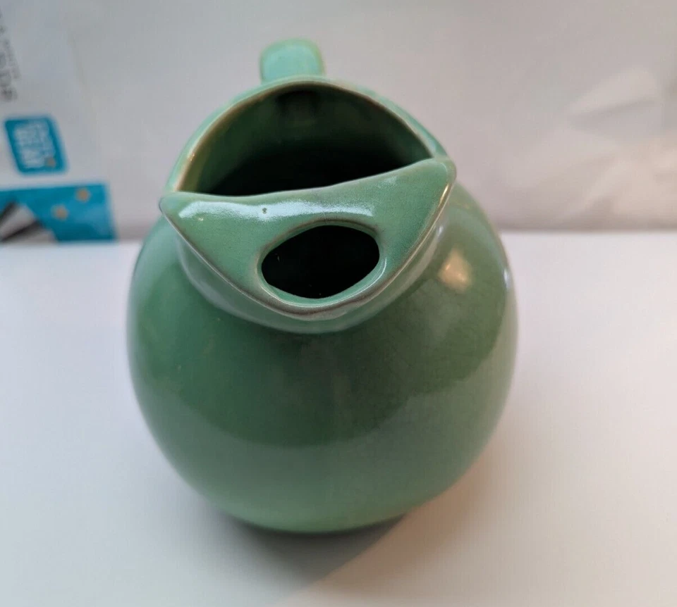 Vintage Early Mark Ware El Patio Ball Apple Green Pitcher with Ice Lip USA - Image 2 of 4