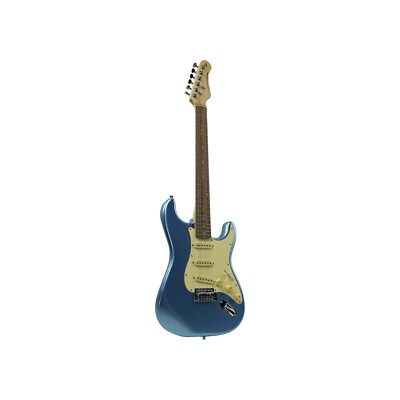 STAGG E-Gitarre Gitarre Standard S Paulownia massiv Ice Blue Metallic