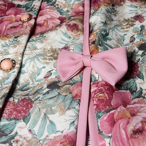 Floral Button-Up Jacket with Pink Bows - Picture 2 of 5