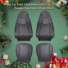 Front Bottom & Top Leather Seat Cover Dark Gray For 2003-2014 GMC Savana 4PCS