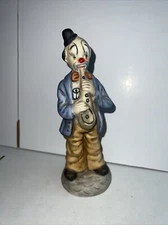 Vintage Matte Porcelain Clown Figurine Art Mark Taiwan 7.75"