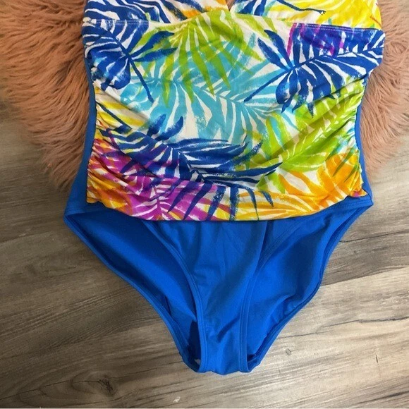 LA BLANCA One Piece Colorful Palms Swimsuit Size 14 - Image 4 of 4