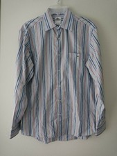 Lacoste Mens Multi Color Striped Dress Shirt Size 40 Medium Made in Romania