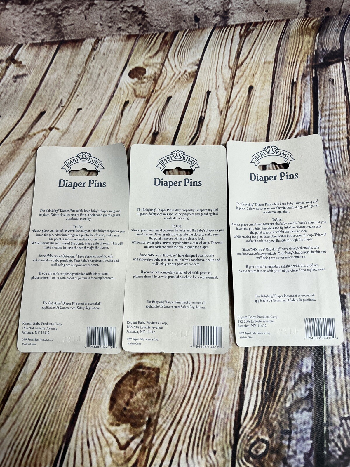 Vintage Baby King Diaper Pins Yellow Blue White- (18) Stainless Steel New 