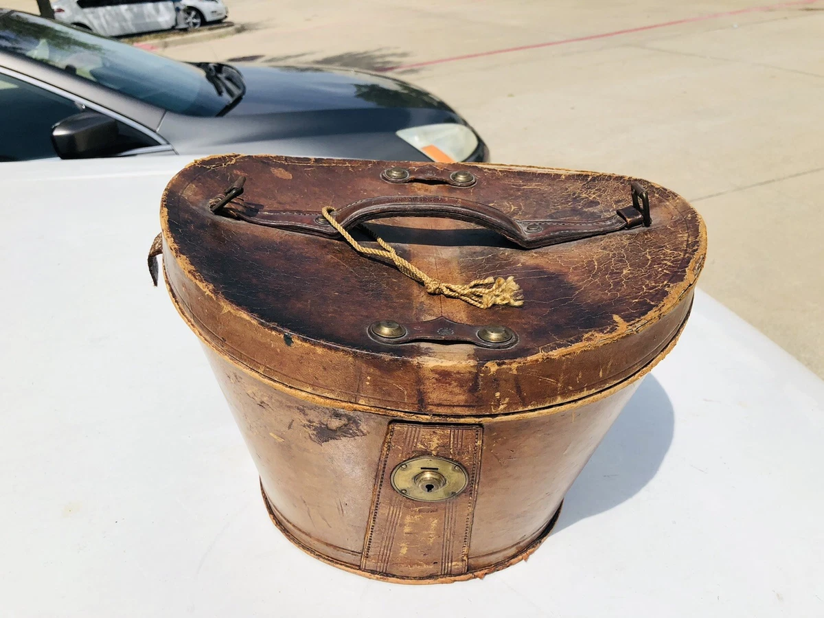 Vintage Victorian Hat Box Leather and Wood 