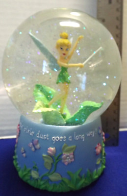 DISNEY'S ''A LITTLE PIXIE DUST GOES A LONG WAY'' TINKER BELL SNOW GLOBE MUSIC BOX
