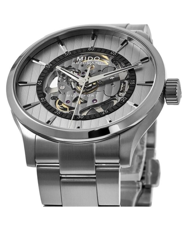 New Mido Multifort Skeleton Vertigo Rhodium Men