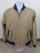 vintage 70s 80s cambridge Blue / Beige Reversible Bomber Jacket Coat Size XL 