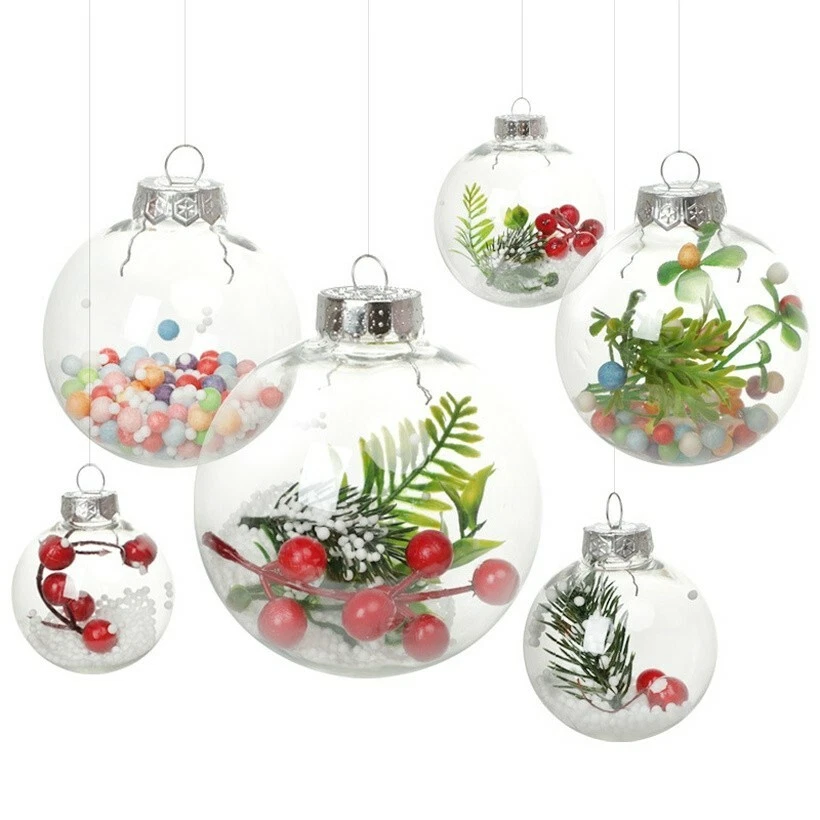 4 DIY Party Wedding Christmas Ornaments Round Clear Bulbs Fillable Paintable - Image 3 of 4