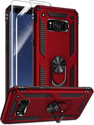 For Samsung Galaxy S8 Plus Case with 3D PET Screen Protector 2 Pack Cover Stand