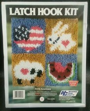 National Yarn Crafts P476 Americana Latch Hook Kit 12" x 12"Made in USA