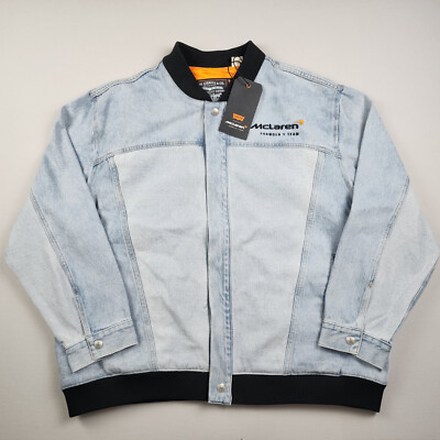 Levi's X Mclaren Racing Track Trucker Bomber Jacket Denim Mens