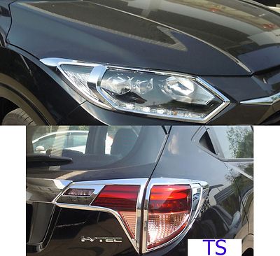 SET CHROME HEAD + TAIL LIGHT LAMP COVER FOR HONDA HR-V HRV 5 DOOR HATCHBACK 2015