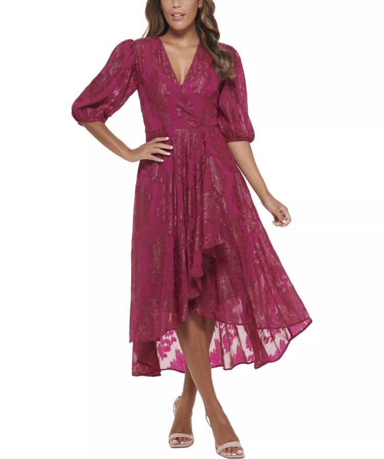calvin klein flowy dresses Calvin Klein Women's Jacquard Chiffon Fit & Flare Dress Size 4 NEW