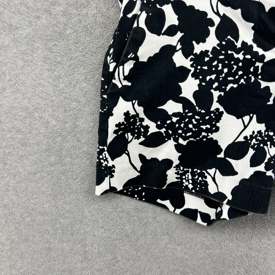 限量短裤女式 4 码黑色白色花卉平底斜纹布弹力 — 第 2/4 张图片